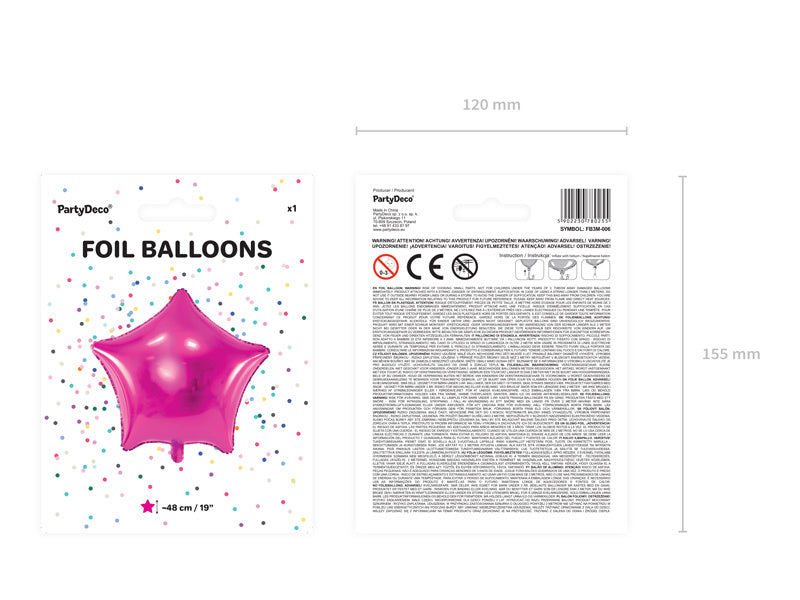 Heliumballon Star Fuchsia Leer 48cm