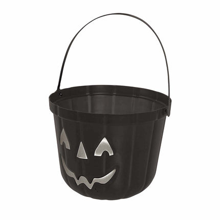 Schwarzer Halloween Süßigkeiteneimer Kürbis 20cm