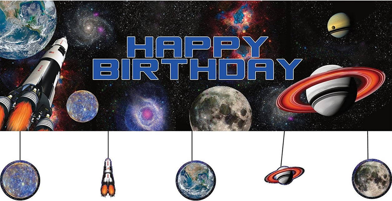 Space Party Banner Happy Birthday 1.52m