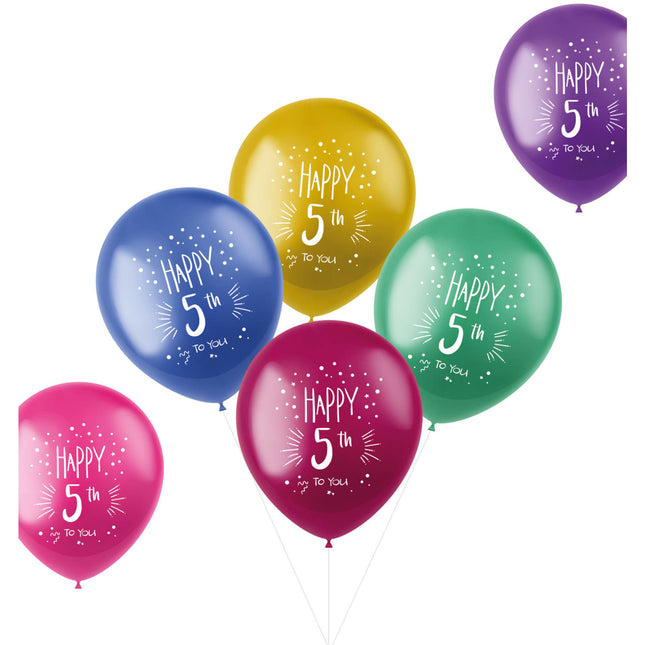 Luftballons 5 Jahre Happy 5th 33cm 6Stk