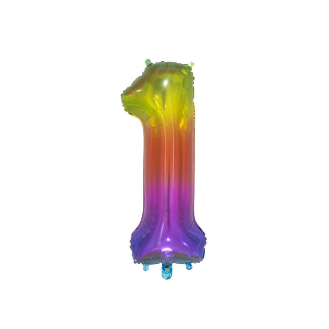 Folienballon Figur 1 Regenbogen Transparent 66cm