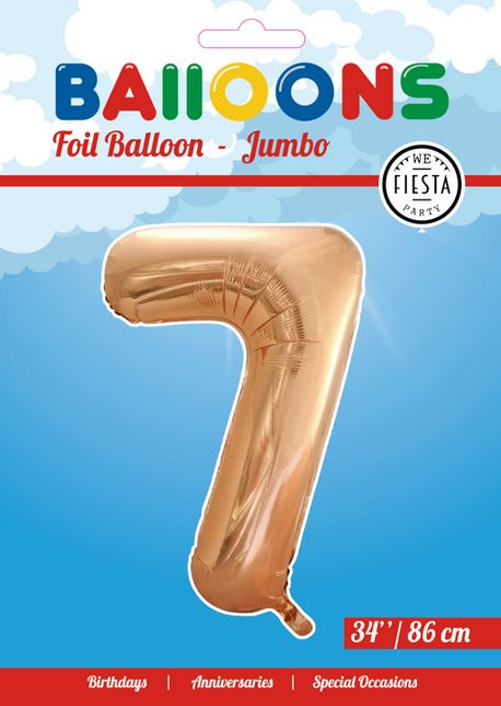 Folienballon Figur 7 Rose Gold XL 86cm leer