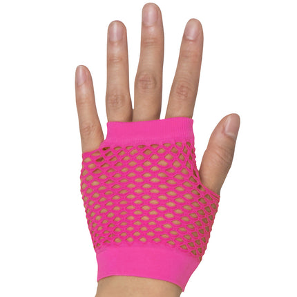 Handschuhe Fischnetz Neon Pink