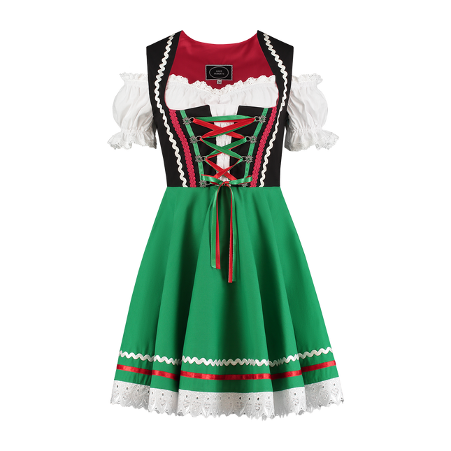 Oktoberfest Dirndl Kleid Oktoberfest Schwarz Grün Damen 2 Stück