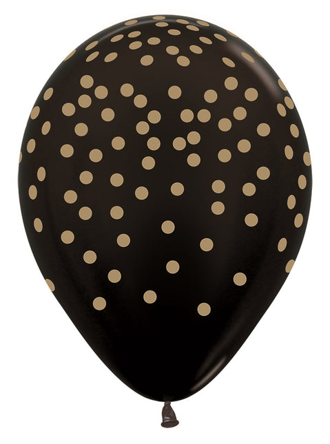 Ballons Konfetti Gold Druck Metallisch Schwarz 30cm 25Stk.