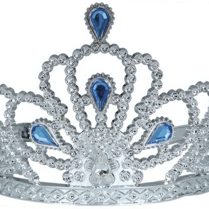 Tiara Silber Mädchen mit blauen Diamanten Kind