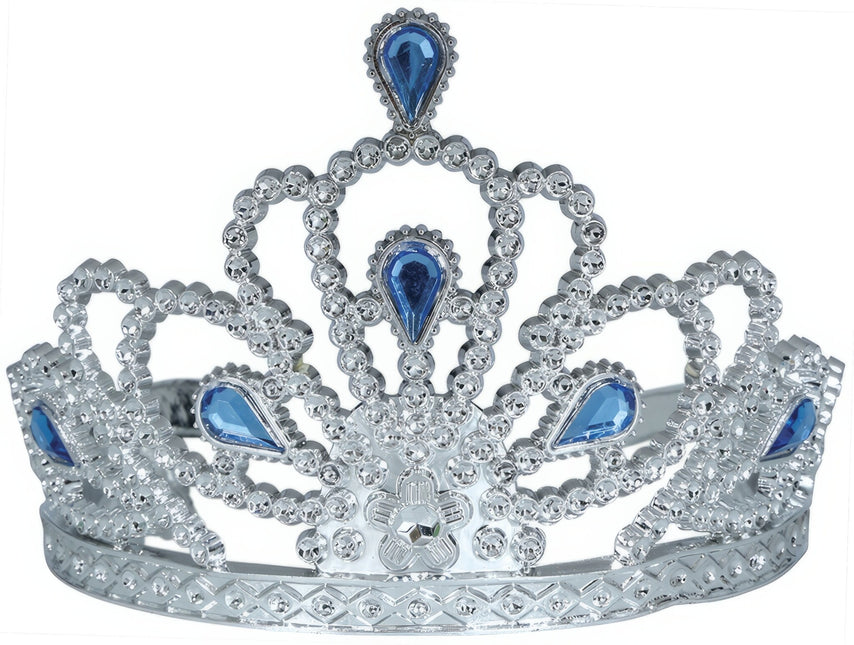 Tiara Silber Mädchen mit blauen Diamanten Kind