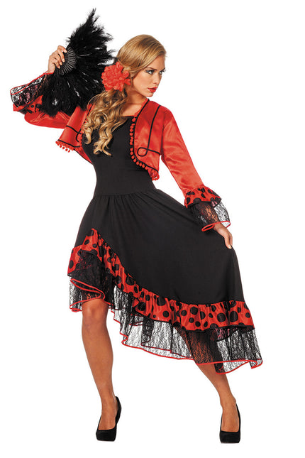 Spanisches Kleid Flamenco Rot Schwarz