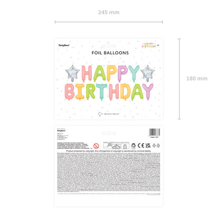 Brief Ballon Set Happy Birthday Pastell Mix Leer 3.95m