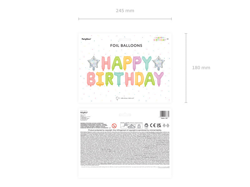 Brief Ballon Set Happy Birthday Pastell Mix Leer 3.95m