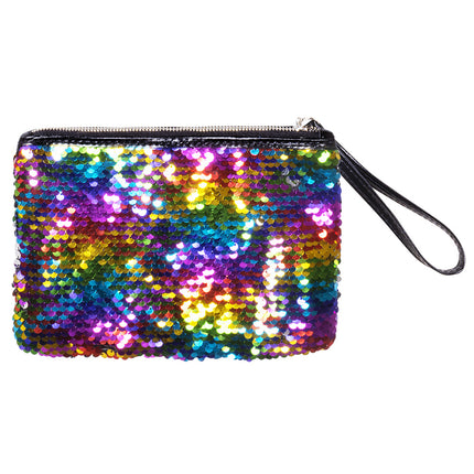 Handtasche Glitter Reversible Regenbogen Silber 20cm