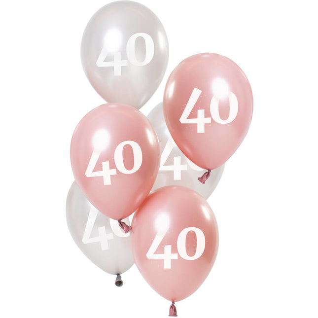 Ballons 40 Jahre Rosa 23cm 6Stück