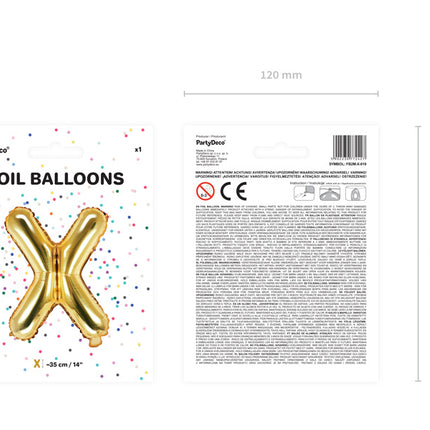 Folienballon Buchstabe X Gold Leer 35cm