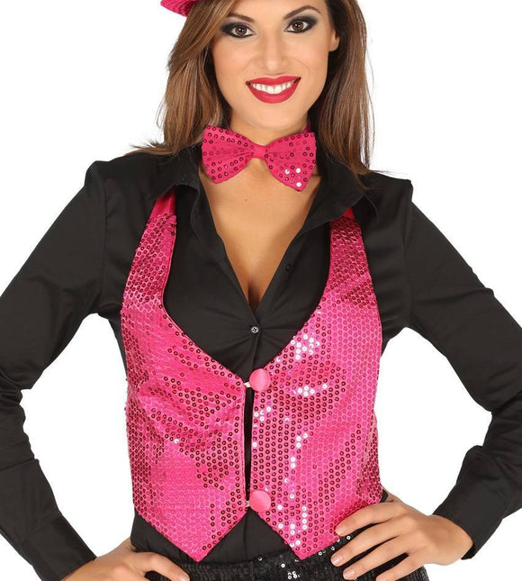 Glitzer Gilet Rosa Damen