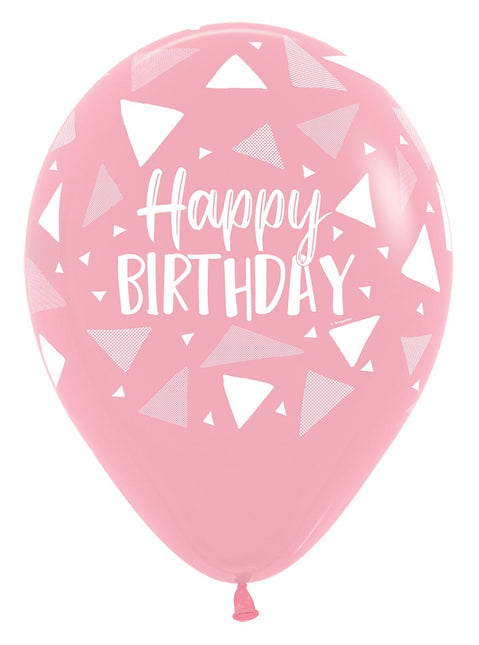 Luftballons Happy Birthday Dreiecke Rosa Mix 30cm 25Stk