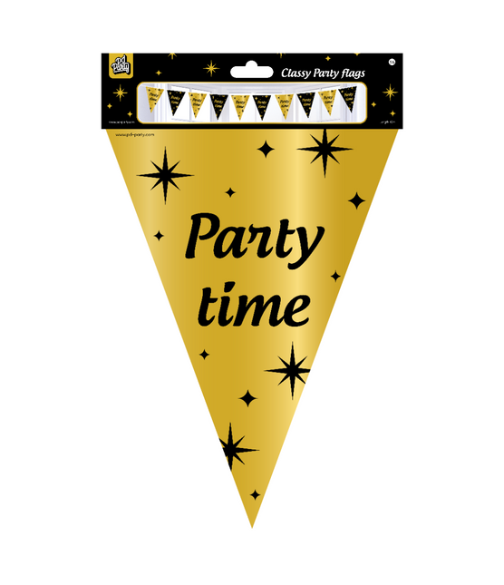 Flagline Party Time Gold Schwarz 10m