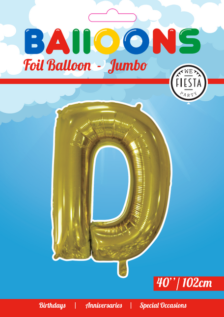 Folienballon Buchstabe D Gold XL 102cm leer