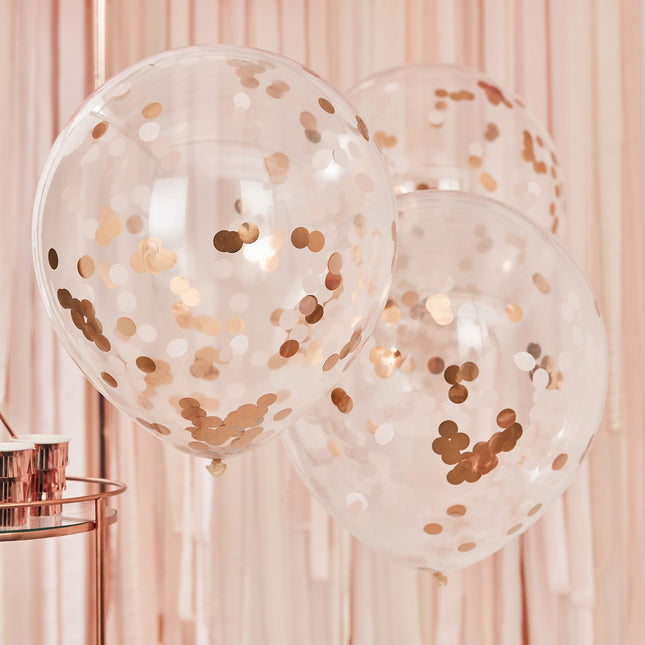 Rose Gold Konfetti Ballons 61cm 3Stück