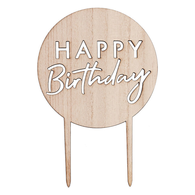 Happy Birthday Tortenaufleger Holz 18cm