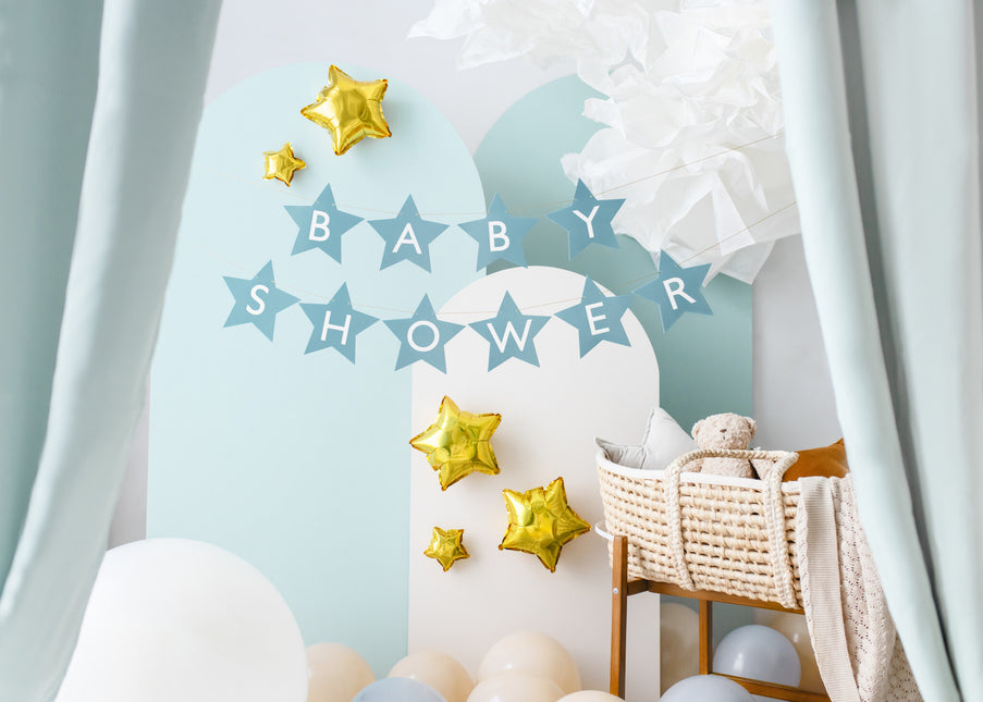 Blaue Baby Shower Girlande Sterne 3m