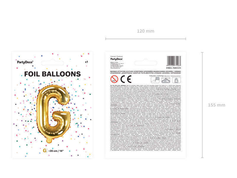 Folienballon Buchstabe G Gold Leer 35cm