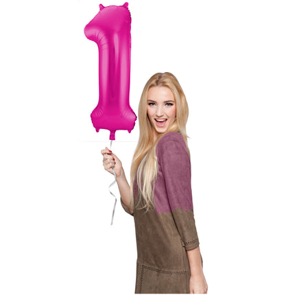 Folienballon Figur 1 Fuchsia Metallic XL 86cm leer