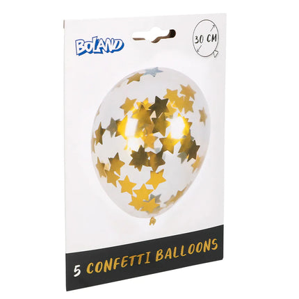 Stern Konfetti Ballons Gold 30cm 5Stk