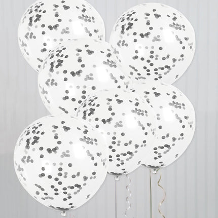 Konfetti Ballons Schwarz 40cm 6Stk