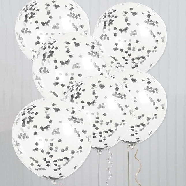 Konfetti Ballons Schwarz 40cm 6Stk