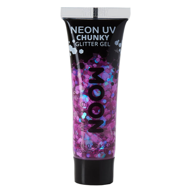 Moon Glow Neon UV Chunky Glitter Gel Lila 12ml