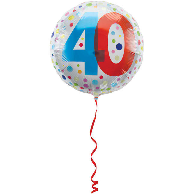 Helium Ballon 40 Jahre Dots 45cm leer