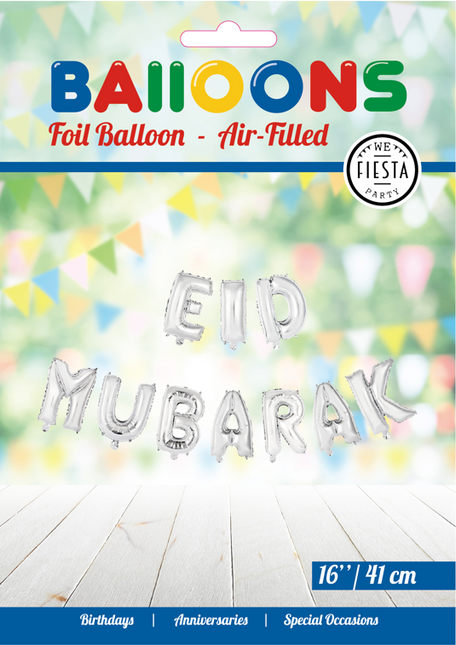 Ballons Brief Eid Mubarak Silber Leer 41cm