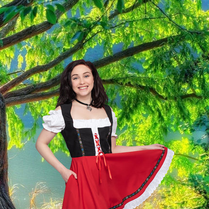 Oktoberfest Dirndl Kleid Oktoberfest Schwarz Rot Damen