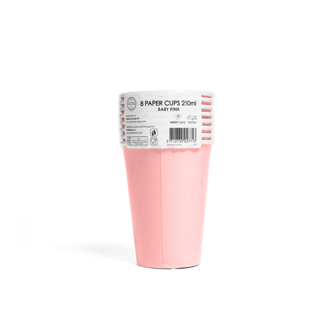 Rosa Becher Papier 210ml 8Stk