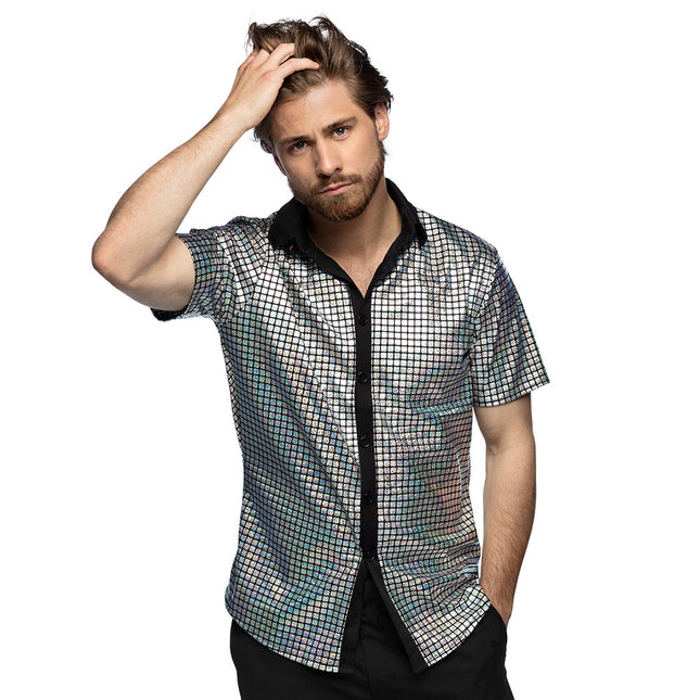 Disco Shirt Metallic Silber