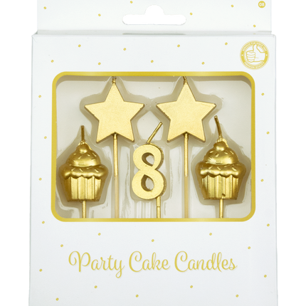 Kerzen 8 Jahre Cupcake Gold 17,5cm