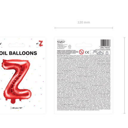 Folienballon Buchstabe Z Rot Leer 35cm