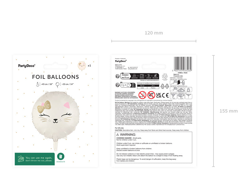 Katze Helium Ballon Leer 45cm