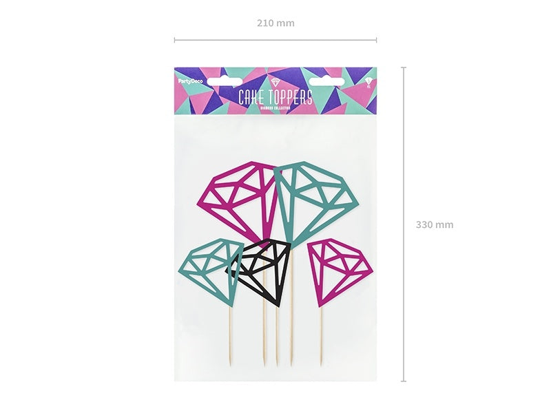 Cupcake Toppers Diamant 25,5cm 5Stk