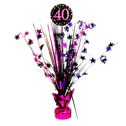 Tischdekoration 40 Jahre Happy Birthday Rosa 33cm