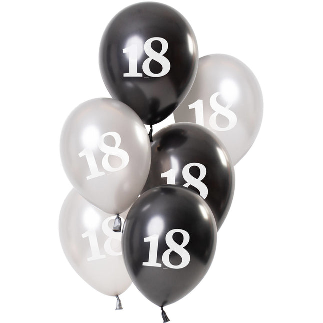 Ballons 18 Jahre Schwarz 23cm 6Stk