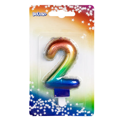 Regenbogen-Kerze 2 Jahre 8cm