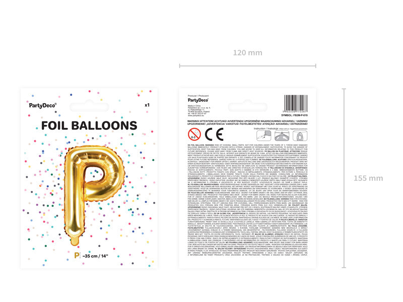 Folienballon Buchstabe P Gold Leer 35cm