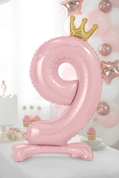 Folienballon Figur 9 Hellrosa Standard Leer 70cm