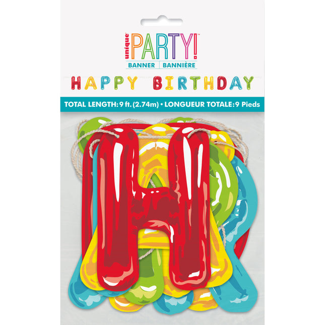 Letter String Happy Birthday Ballons Papier 2.74m