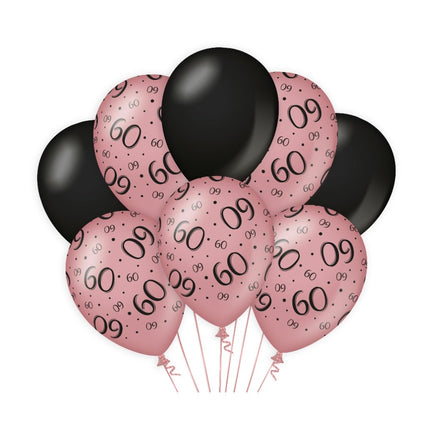 Ballons 60 Jahre Rose Schwarz 30cm 8Stk