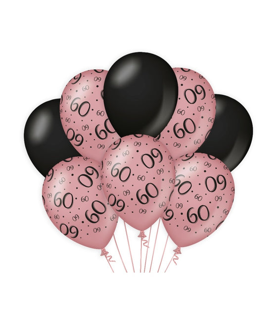 Ballons 60 Jahre Rose Schwarz 30cm 8Stk