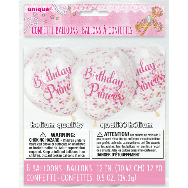 Konfetti Ballons Geburtstag Prinzessin 30cm 6Stk.