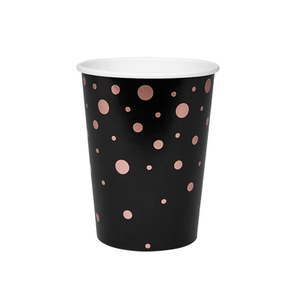 Becher Pink Dots Schwarz 13cm 8Stk