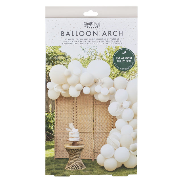 Weiß Beige Ballonbogen Fans DIY Set